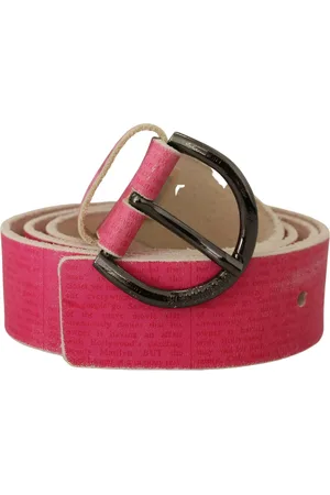John Galliano Leather Letter Logo Round Buckle Waist Belt - 100 cm / 40 Inches