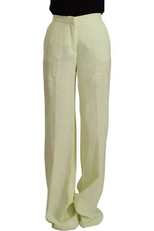 Msgm Yellow Cotton High Waist Straight Long Pants - IT42|M