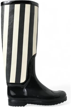 Dolce & Gabbana Rubber Knee High Flat Boots Shoes - EU35/US4.5