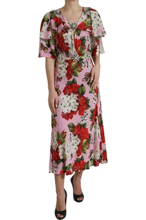 Dolce & Gabbana Floral Crystal Embellished A-line Dress - IT42|M