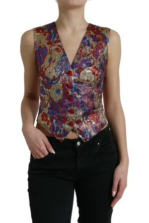 Dolce & Gabbana Jacquard Button Waistcoat Vest Top - IT40|S