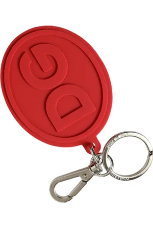 Dolce & Gabbana Rubber DG Logo Silver Brass Metal Keyring Keychain