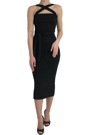 Dolce & Gabbana Elegant Black Sheath Halter Midi Dress - IT40|S