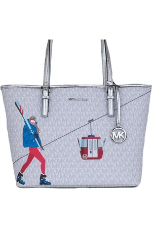 Michael Kors Jet Set Girls Print Medium Signature PVC Carryall Shoulder Tote Handbag (Bright Multi)