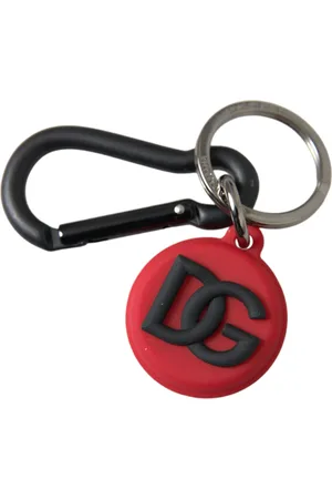 Dolce & Gabbana Rubber DG Logo Round Metal Brass Keyring Keychain