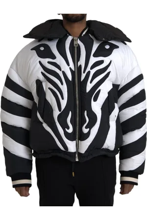 Dolce & Gabbana White Stripes Hooded Puffer Jacket - IT52 | XL