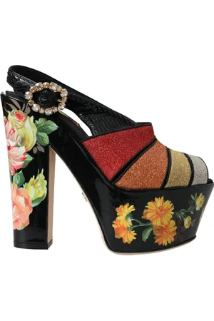 Dolce & Gabbana Floral Crystal Platform Sandals Shoes - EU37/US6.5
