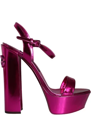 Dolce & Gabbana Leather Platform Logo Keira Sandals Shoes - EU40/US10