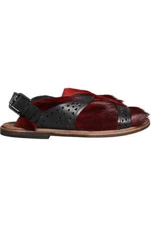 Dolce & Gabbana Red Gazelle Hair Leather Sandals Shoes - EU43/US10