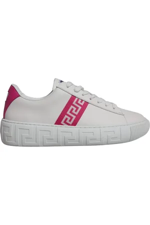 VERSACE Pink Greca Print Platform Low Top Sneakers Shoes - EU42/US9