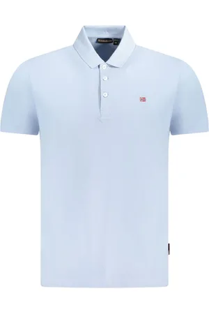 Napapijri Light Blue Cotton Men Polo Shirt - S