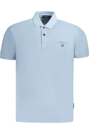 Napapijri Light Blue Cotton Men Polo Shirt - S
