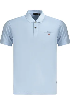 Napapijri Light Blue Cotton Men Polo Shirt - S