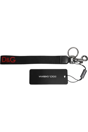 Dolce & Gabbana Logo Nylon Silver Brass Men Holder Keychain Keyring