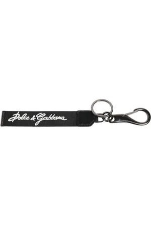 Dolce & Gabbana White DG Logo Silver Men Keychain Polyester Keyring