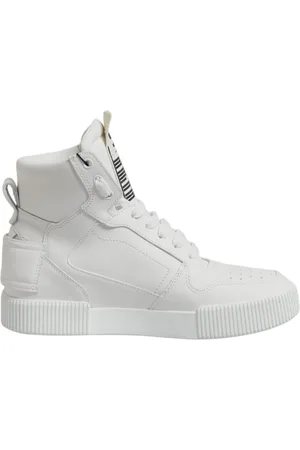 Dolce & Gabbana White Leather High Top Sneakers Shoes - EU41.5/US8.5