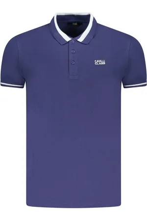 Roberto Cavalli Blue Cotton Men Polo Shirt - M
