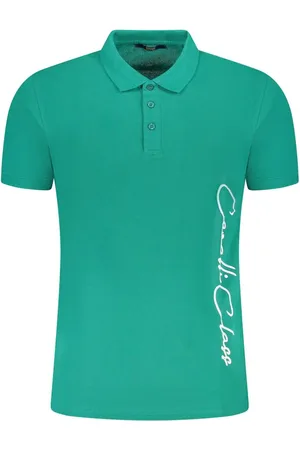 Roberto Cavalli Green Cotton Men Polo Shirt - M