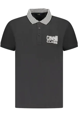 Roberto Cavalli Black Cotton Men Polo Shirt - M