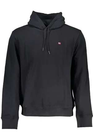 Napapijri Sleek Black Cotton Hooded Sweatshirt - S