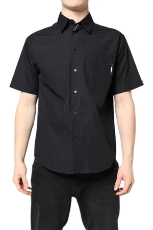 Msgm Black Printed Short Sleeves Collared Men Casual Shirt - IT39 | S