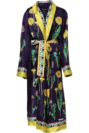 Dolce & Gabbana Floral Print Silk Long Sleeves Wrap Robe - IT46|XL