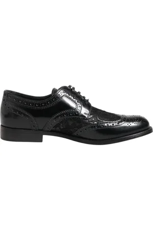 Dolce & Gabbana Black Leather Floral Lace Dress Formal Shoes - EU35.5/US5