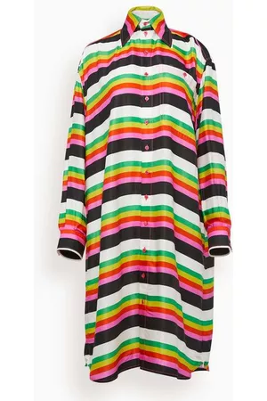 Christopher John Rogers Women Casual Dresses - Patio Stripe Oversized Shirtdress in Rainbow Multi
