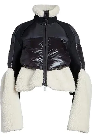 Weworewhat Snap-Off Sleeve Patent Faux Leather Puffer Jacket Black