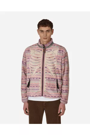 KAPITAL Men Fleece Jackets - Ashland Stripe and Bone Fleece Zip Jacket