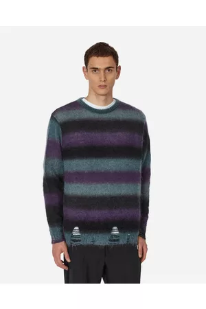 SONG FOR THE MUTE Striped Mohair Oversized Sweater Midnight