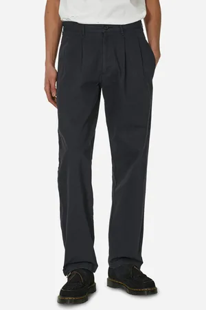 Noah NYC Double-Pleat Herringbone Pant Navy