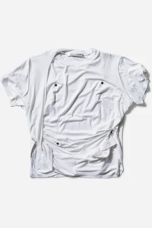 Mainline:RUS/Fr.CA/DE Women s Rivets Draped T-Shirt White