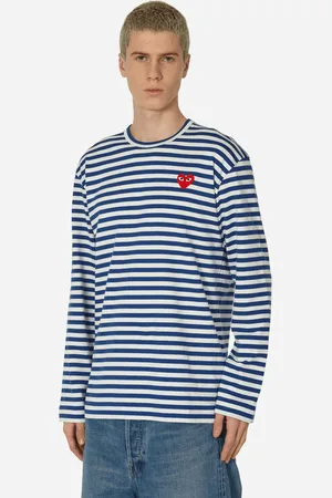 Comme des Garçons Heart Striped Longsleeve T-Shirt Navy