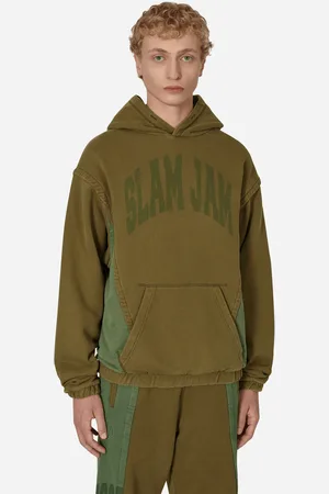 Slam Jam Panel Hooded Sweatshirt Green / Brown