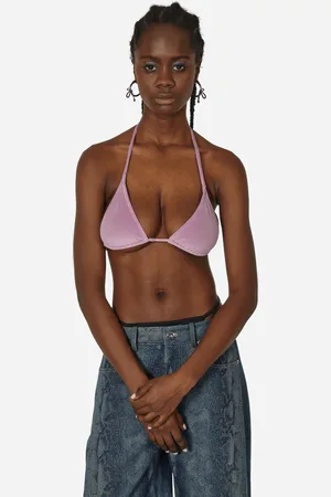 PRISCAVera Velour Triangle Bikini Top Lavender