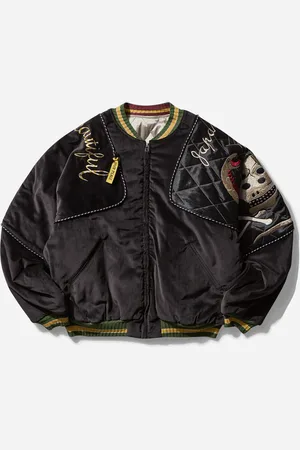 KAPITAL Men s Velveteen Sham Bomber Jacket (Rainskull and Snake)