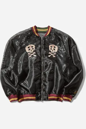 KAPITAL Men s Sheer Pearl Souvenir Jacket (Rain Skull)
