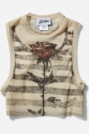 Jean Paul Gaultier Women s “Tattoo Marinière” Crop Top Ecru