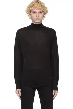 Givenchy Men Turtleneck Sweaters - Black Wool & Silk Turtleneck