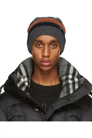 Burberry Grey Cashmere Monogram Motif Beanie