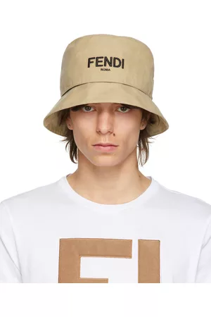 Fendi Men Hats - Reversible Beige 'FF' Bucket Hat