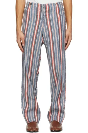 Maison Margiela Men Twill Pants - Multicolor Striped Trousers