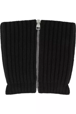 Alexander McQueen Men Winter Scarves - Black Wool & Cashmere Zip Scarf