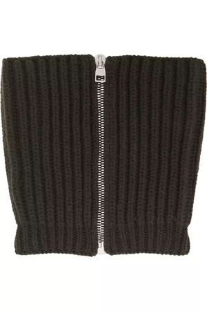 Alexander McQueen Men Winter Scarves - Khaki Wool & Cashmere Zip Scarf
