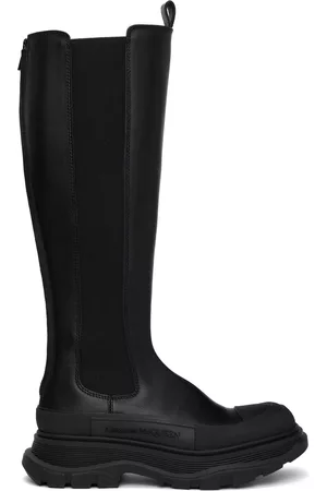 Alexander McQueen Black Tread Slick Tall Boots