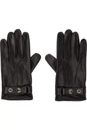Alexander McQueen Men Gloves - Black & Gold Leather New Biker Gloves