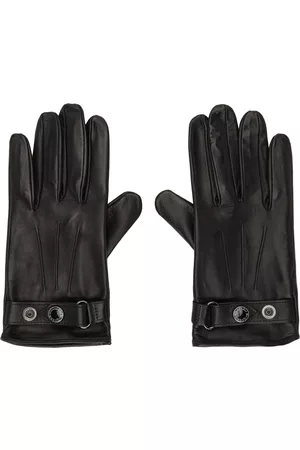 Alexander McQueen Men Gloves - Black & Silver Leather New Biker Gloves