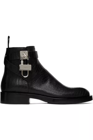 Givenchy Men Boots - Black Lizard Padlock Boots