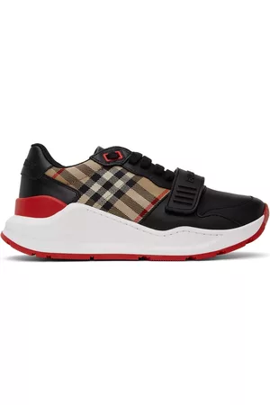 Burberry Women Sneakers - Black Leather Vintage Check Sneakers
